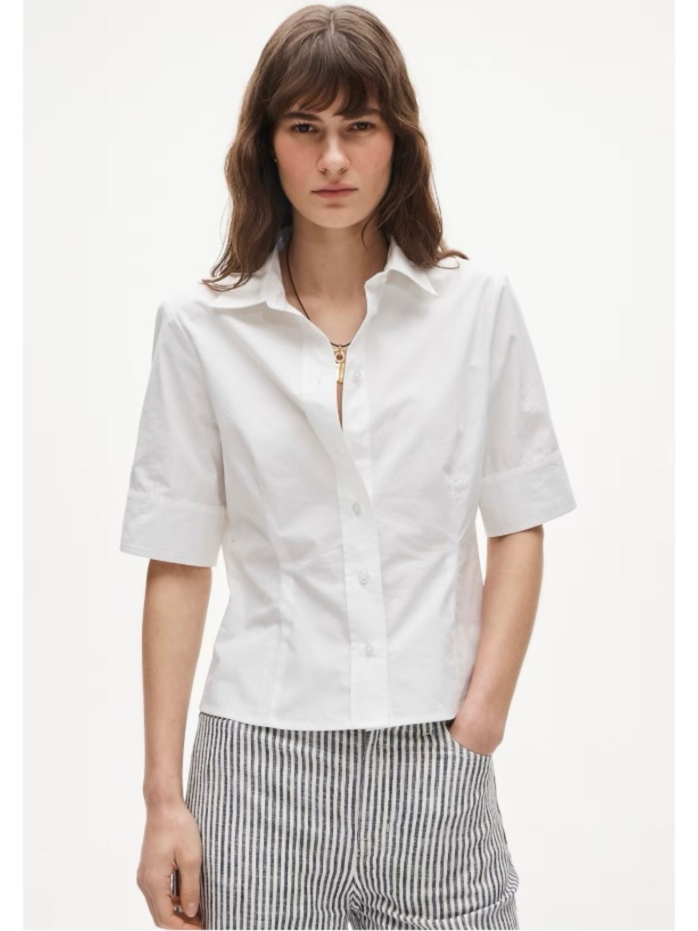 NWT J. Crew Eleanor Slim-fit Elbow-sleeve Button-up Shirt Cotton Poplin White